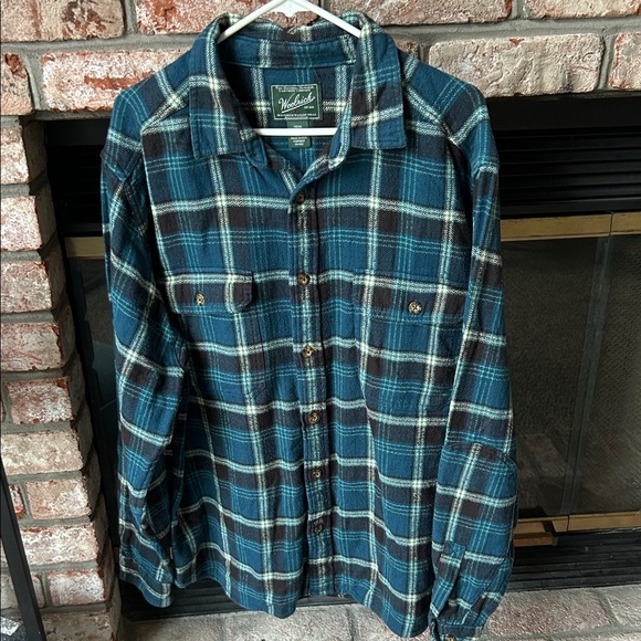 Woolrich Teal and Black Plaid Long Sleeve Button Down Shirt Mens Size XL - Picture 1 of 7